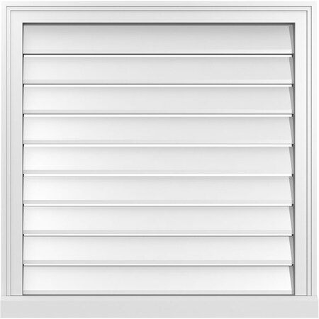 Ekena Millwork Vertical Surface Mount PVC Gable Vent: Functional, w/ 2"W x 2"P Brickmould Sill Frame, 30"W x 30"H GVPVE30X3003SF